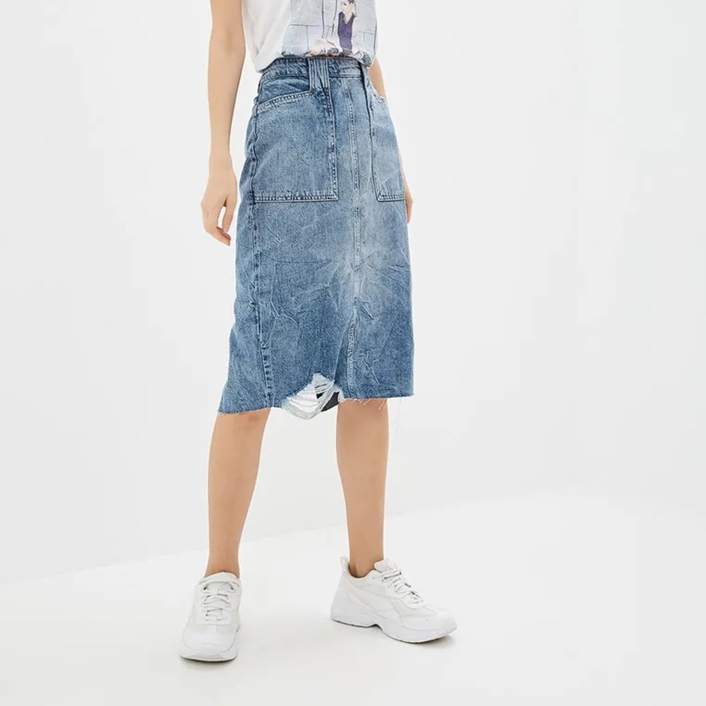 Free people Elisa Pencil Ripped Denim Skirt